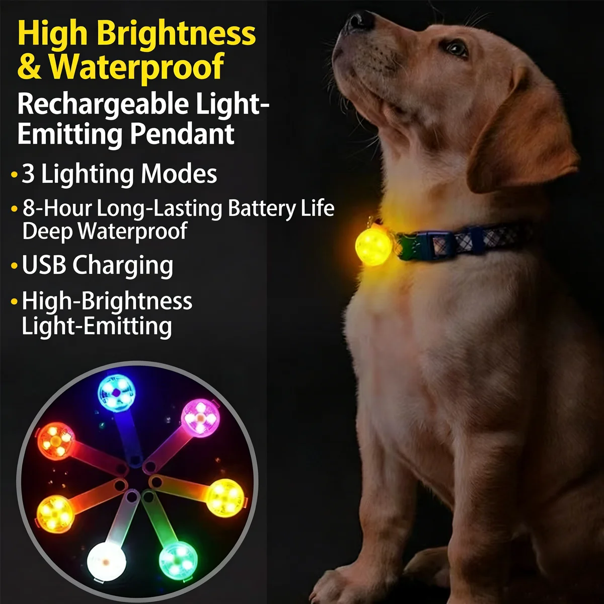 Dog Collar LED Light (USB Rechargeable) Waterproof Flashing Pendant Suitable For Night-time Dog Walking To Prevent Loss alert
Dog Collar LED Light (USB Rechargeable) Waterproof Flashing Pendant Suitable For Night-time Dog Walking To Prevent Loss alert