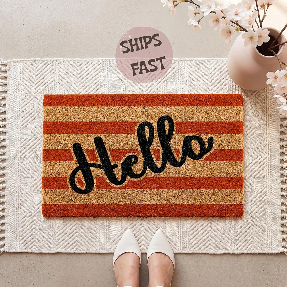 Custom Retro Print Welcome Mat Non Slip Entrance Mat Indoor Outdoor Thin Striped Hello Print Home Decor Floor Rug
Custom Retro Print Welcome Mat Non Slip Entrance Mat Indoor Outdoor Thin Striped Hello Print Home Decor Floor Rug
