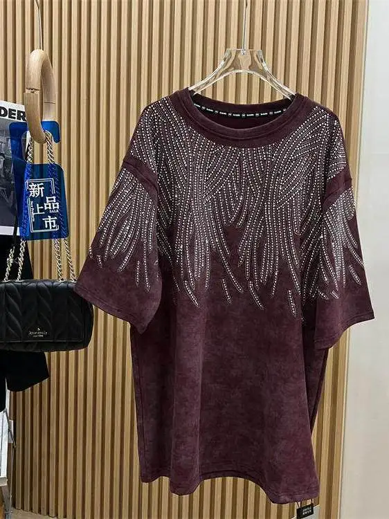 plus Size Women's T-Shirt Glittering Diamond Loose Fit Short Sleeve mid Waist American Style Summer Streetwear Casual Top
plus Size Women's T-Shirt Glittering Diamond Loose Fit Short Sleeve mid Waist American Style Summer Streetwear Casual Top