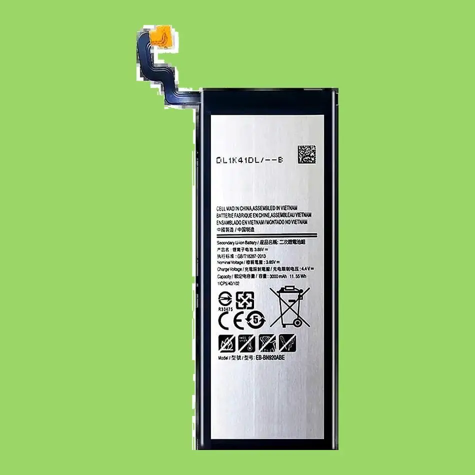 3000Mah EB-BN920ABE Reliable Power Supply Mobile Phone Battery For Samsung Galaxy Note 5 N9200 N920t N920c Note5 SM-N9208
3000Mah EB-BN920ABE Reliable Power Supply Mobile Phone Battery For Samsung Galaxy Note 5 N9200 N920t N920c Note5 SM-N9208