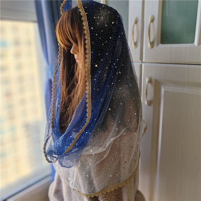 Сине-белая градиентная небесная вуаль-мантилья Бесконечность шантильи Винтажный тюль с блестками Звезды Луна Серебро Золото Кружевная отделка Масса
Сине-белая градиентная небесная вуаль-мантилья Бесконечность шантильи Винтажный тюль с блестками Звезды Луна Серебро Золото Кружевная отделка Масса