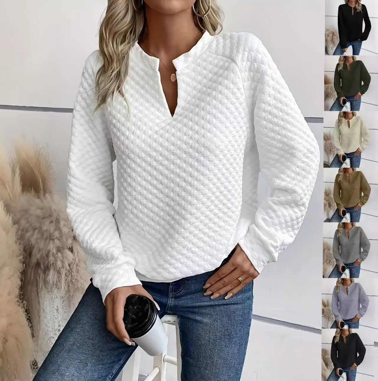 Deep V Neck Sweatshirt Women Spring Summer Plain Long Sleeve Tops Casual Pullover Blouse Tee Clothes
Deep V Neck Sweatshirt Women Spring Summer Plain Long Sleeve Tops Casual Pullover Blouse Tee Clothes