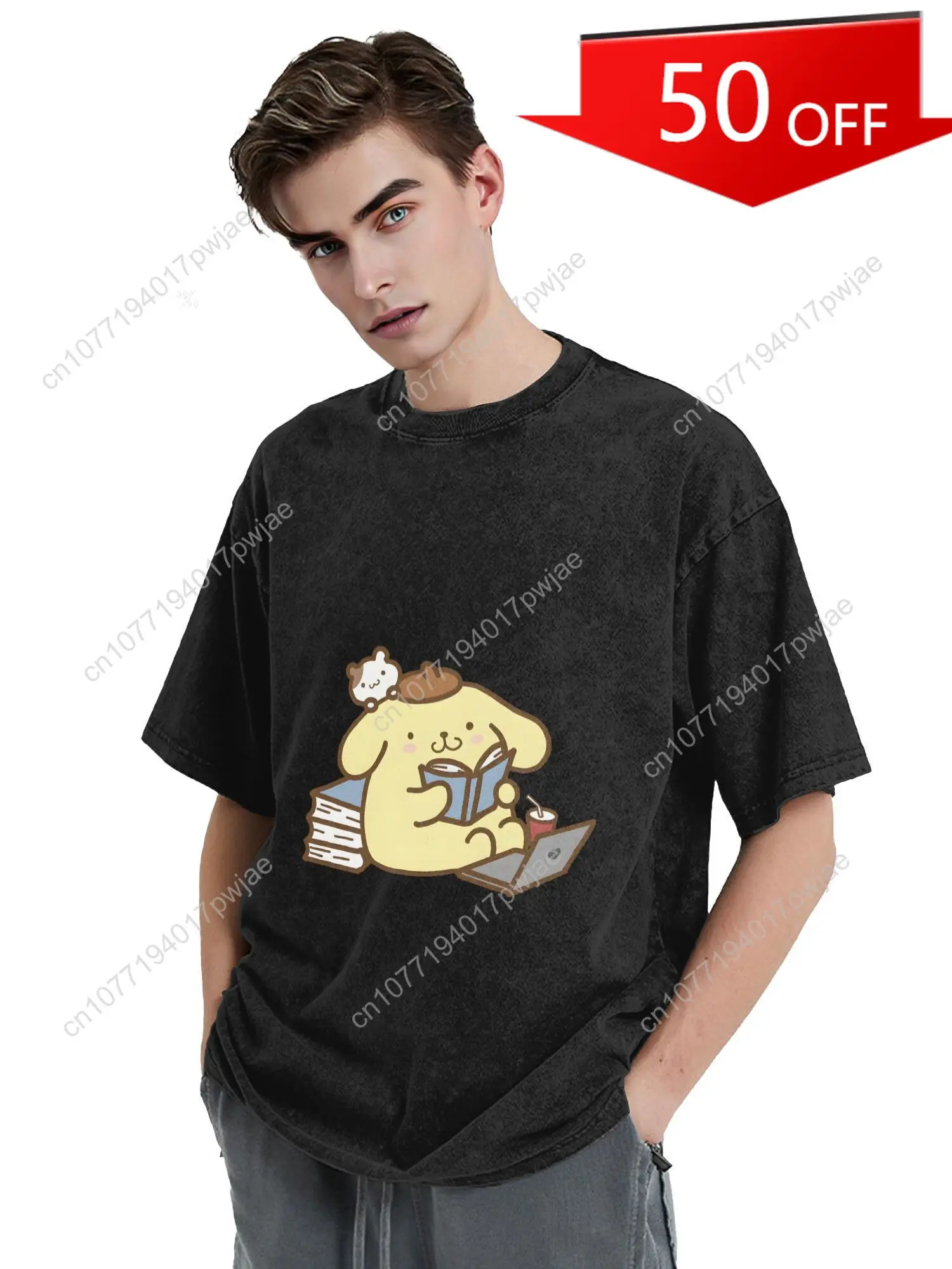 Sanrio Vintage Washed Pompompurin T-Shirt with Drop Shoulders, Featuring a Relaxed Oversized Fit. Made from Soft, Distressed
Sanrio Vintage Washed Pompompurin T-Shirt with Drop Shoulders, Featuring a Relaxed Oversized Fit. Made from Soft, Distressed