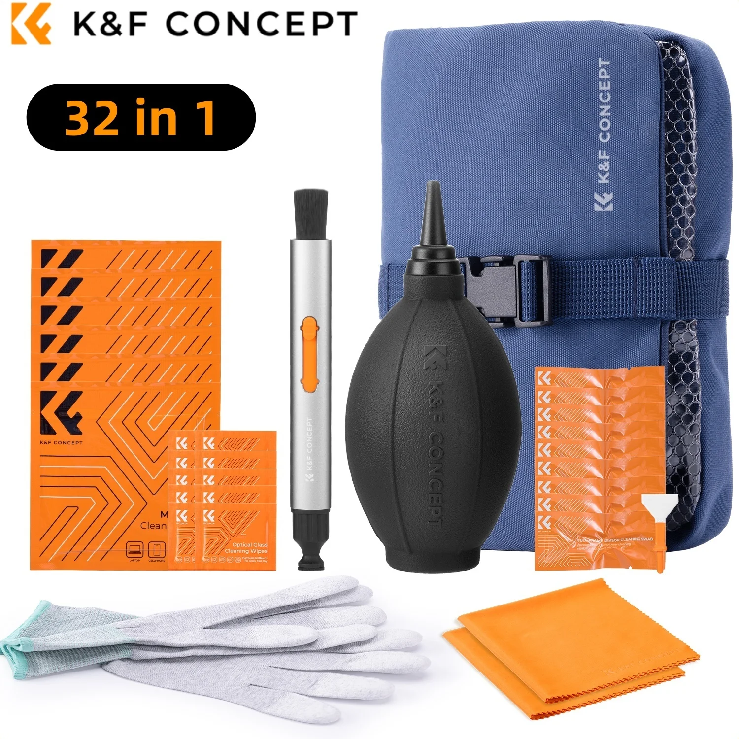 K&F Concept 32 in 1 Camera Lens Cleaning Kit with Cleaning Lens Pen Sensor Cleaner Air Blower Cleaning Cloth Wipes Gloves Pouch 
K&F Concept 32 in 1 Camera Lens Cleaning Kit with Cleaning Lens Pen Sensor Cleaner Air Blower Cleaning Cloth Wipes Gloves Pouch