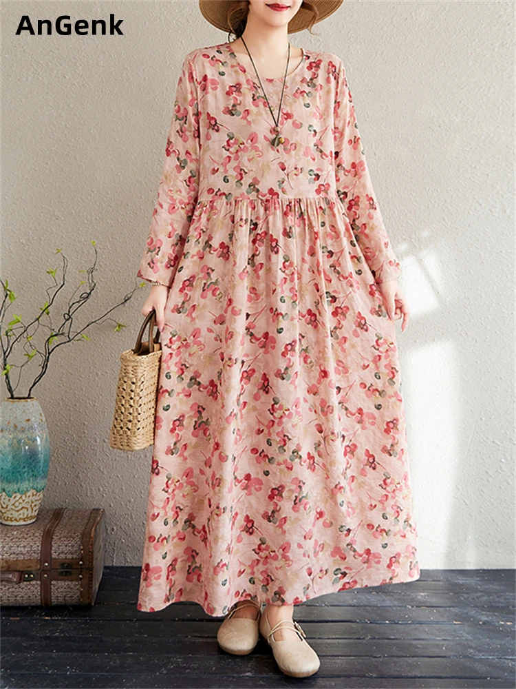 2025 Spring Autumn Cotton Vintage Dresses For Women Print Casual Loose Long Sleeve Dress Femme Robe Elegant Vestidos Clothing
2025 Spring Autumn Cotton Vintage Dresses For Women Print Casual Loose Long Sleeve Dress Femme Robe Elegant Vestidos Clothing