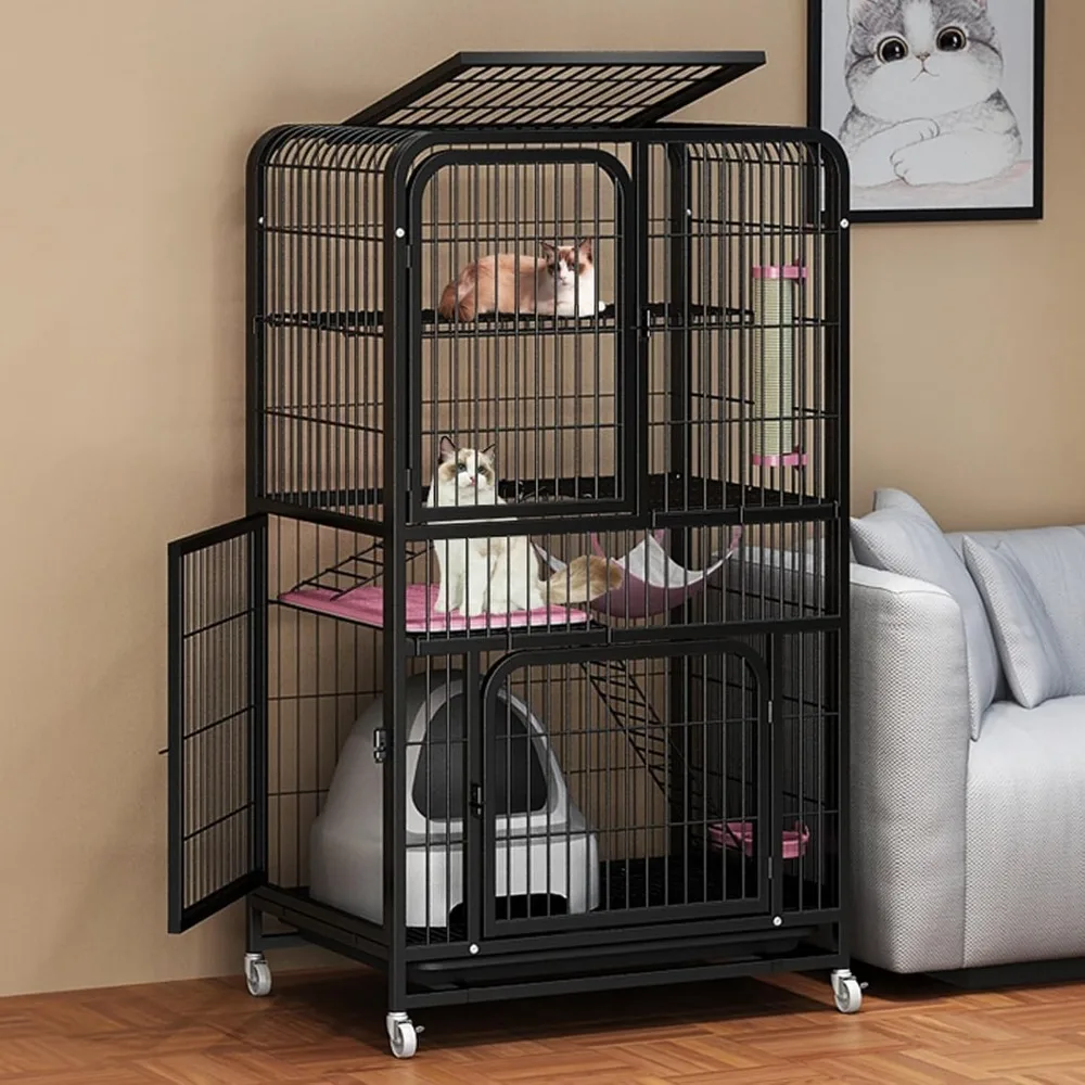 Cat Cage, 4-Tier Cat Cages Indoor, Large Exercise Place Ideal for 1-2 Cats, Pet Playpen for Indoor Enclosed, Metal Frame
Cat Cage, 4-Tier Cat Cages Indoor, Large Exercise Place Ideal for 1-2 Cats, Pet Playpen for Indoor Enclosed, Metal Frame