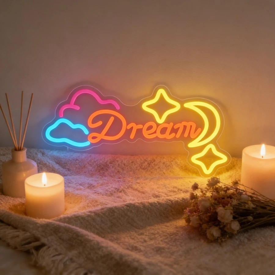Dream Neon Sign LED USB Dimmable Cloud Moon Stars Aesthetic Night Light for Bedroom Living Room Decor Acrylic Wall Art Kid Gift
Dream Neon Sign LED USB Dimmable Cloud Moon Stars Aesthetic Night Light for Bedroom Living Room Decor Acrylic Wall Art Kid Gift