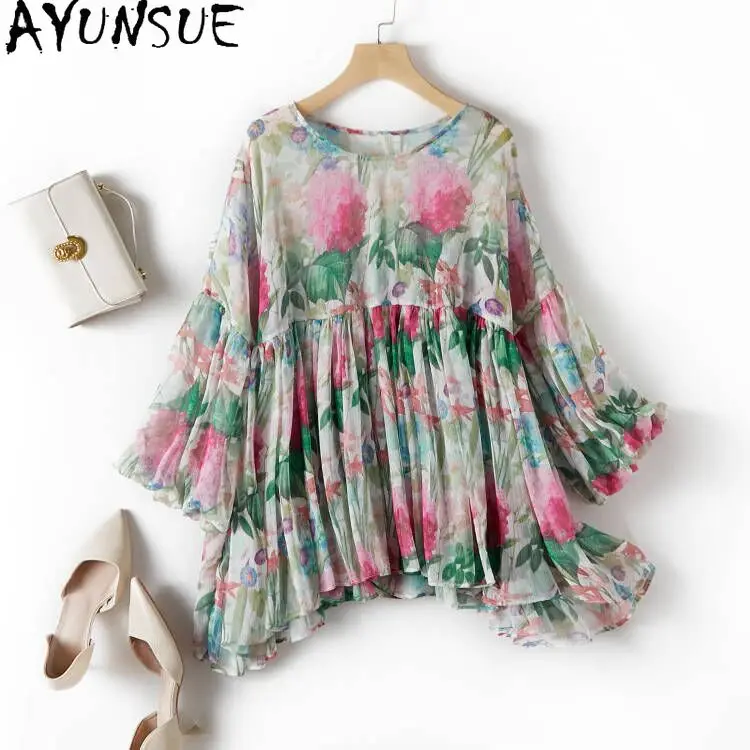 AYUNSUE Summer T Shirts for Woman Floral Elegant Summer Tops for Woman Clothes Flare Sleeve Shirts Woman Blusa Elegante 2025
AYUNSUE Summer T Shirts for Woman Floral Elegant Summer Tops for Woman Clothes Flare Sleeve Shirts Woman Blusa Elegante 2025