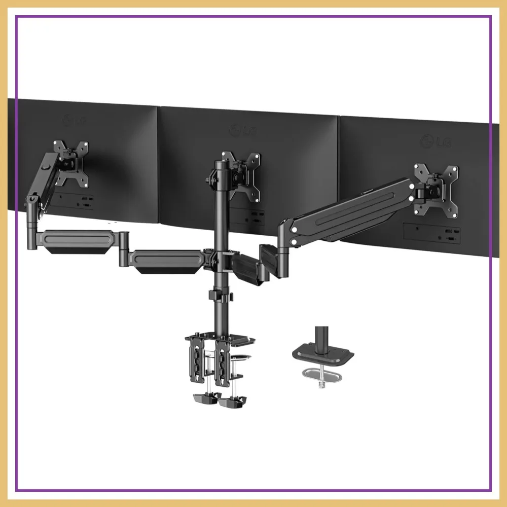 Triple Monitor Mount for 17-32 inch Screens, Gas Springs Adjustment Desk Stand with Clamp & Grommet Kit, Black
Triple Monitor Mount for 17-32 inch Screens, Gas Springs Adjustment Desk Stand with Clamp & Grommet Kit, Black