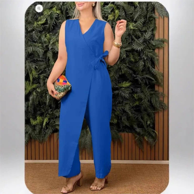 New Fashion Women's Jumpsuit Solid Color Wide Leg Pants Summer Sexy V Neck Sleeveless High Waist Office Elegant Jumpsuits Female
New Fashion Women's Jumpsuit Solid Color Wide Leg Pants Summer Sexy V Neck Sleeveless High Waist Office Elegant Jumpsuits Female