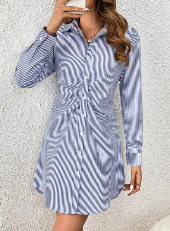 Women's Striped Long Sleeve Dress Commuter Style Waist Spring Summer Fashion 2026 New
Women's Striped Long Sleeve Dress Commuter Style Waist Spring Summer Fashion 2026 New