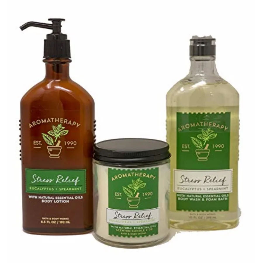 Bath and Body Works Aromatherapy Stress Relief Diffuser Prime Spa Gift Set Wellness Bundle Eucalyptus Spearmint Body Lotion + B
Bath and Body Works Aromatherapy Stress Relief Diffuser Prime Spa Gift Set Wellness Bundle Eucalyptus Spearmint Body Lotion + B