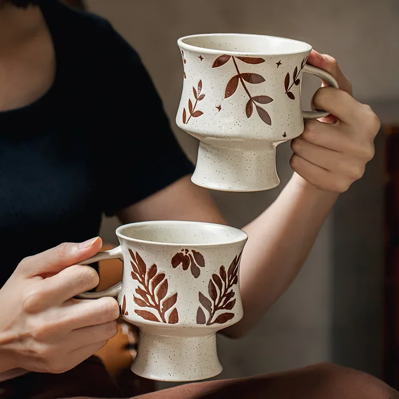 High footed ceramic mug for home use, retro and beautiful coffee cup, drinking utensil
High footed ceramic mug for home use, retro and beautiful coffee cup, drinking utensil