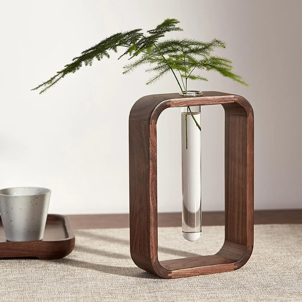 HeMu Minimalist Wooden Frame Test Tube Vase Walnut Wood Hydroponic Planter, Modern Decorative Flower Vase for Living Room Decor
HeMu Minimalist Wooden Frame Test Tube Vase Walnut Wood Hydroponic Planter, Modern Decorative Flower Vase for Living Room Decor