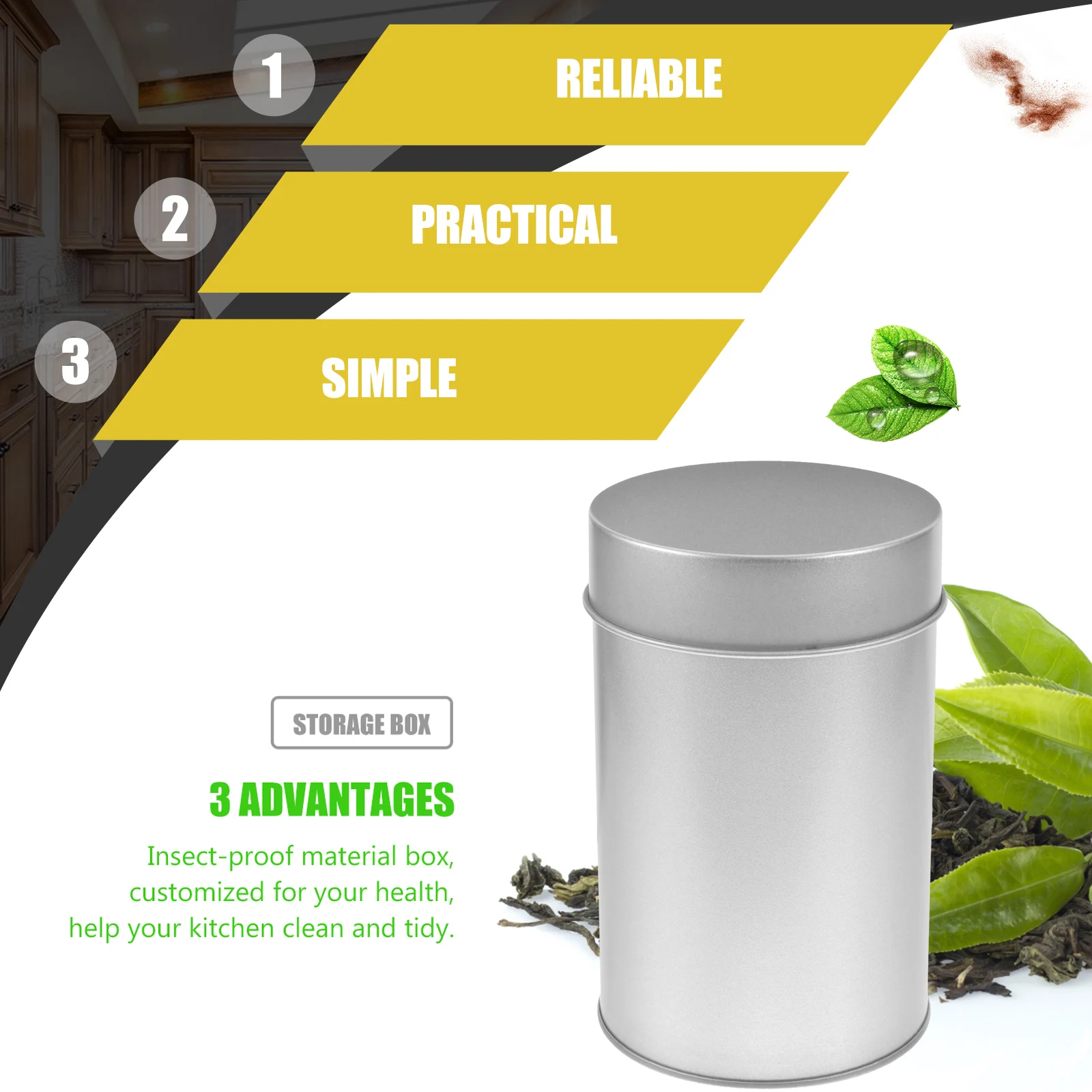 Tea Canister Airtight Food Storage Containers Round Tinplate Jars for Loose Leaf Tea Sugar Spice Coffee Silver Practical Travel
Tea Canister Airtight Food Storage Containers Round Tinplate Jars for Loose Leaf Tea Sugar Spice Coffee Silver Practical Travel