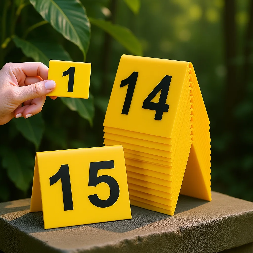 15Pcs Restaurant Table Sign with Yellow Background Table Numbers Sign Double Sided Evidence Markers Game Accessory Floor Number
15Pcs Restaurant Table Sign with Yellow Background Table Numbers Sign Double Sided Evidence Markers Game Accessory Floor Number