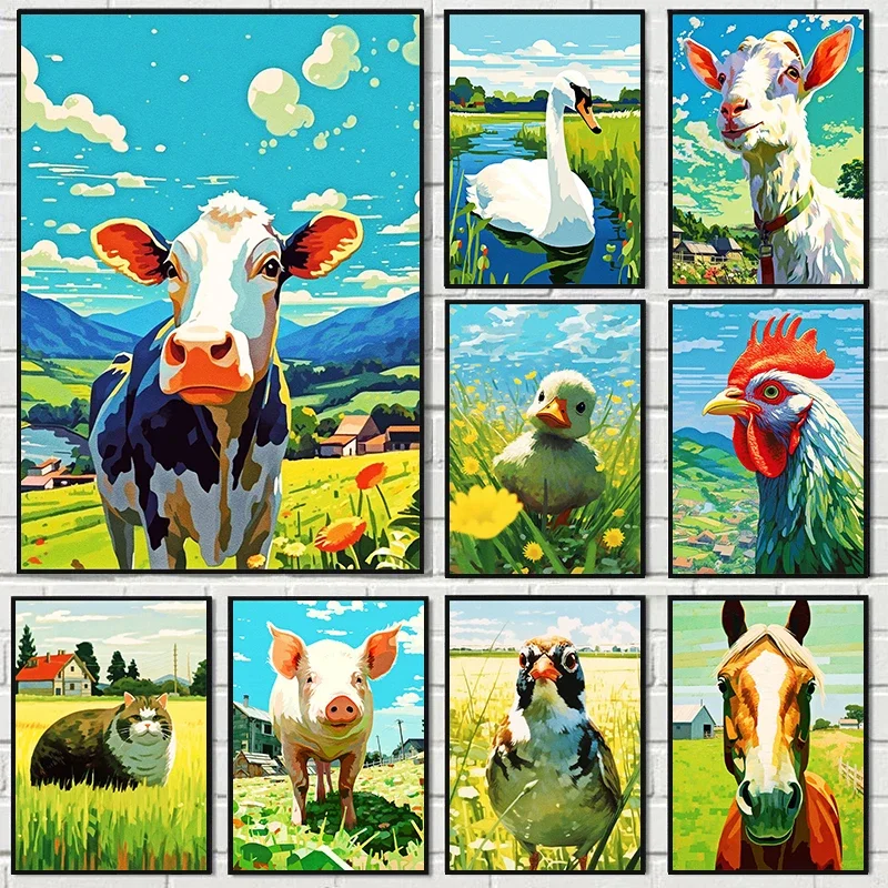 Countryside Watercolor Animal Portrait Canvas Paintings Wall Art Poster and Print Lovely Animals Modern Picture Kids Room Decor
Countryside Watercolor Animal Portrait Canvas Paintings Wall Art Poster and Print Lovely Animals Modern Picture Kids Room Decor