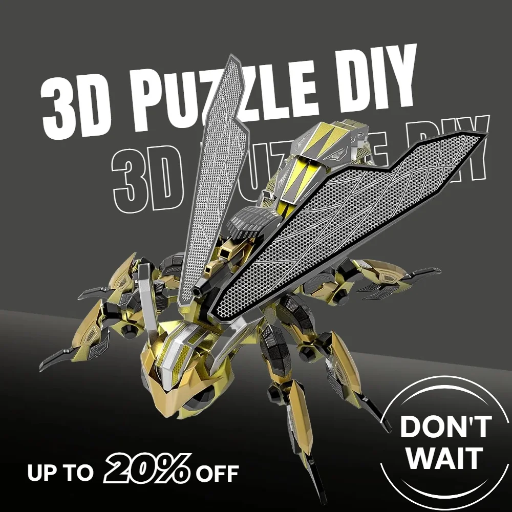 151PCS 3D Metal Puzzle Games Mechanical Bumblebee Models Assemble Kits Laser Cutting Jigsaw Toys Gifts For Home Decoration
151PCS 3D Metal Puzzle Games Mechanical Bumblebee Models Assemble Kits Laser Cutting Jigsaw Toys Gifts For Home Decoration