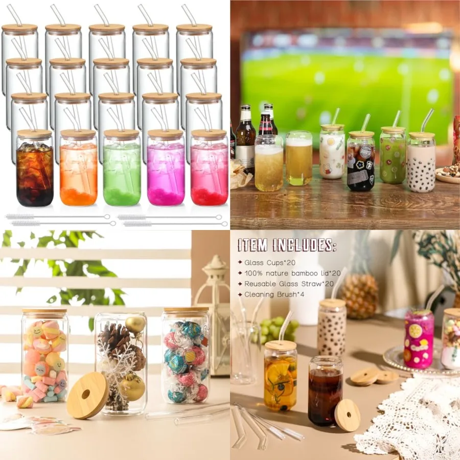 0 Pack Glass Cups with Lids and Straws 6 oz, Personalized Customizable Glasses for Gift, Business, Drinking glasses set, Iced C
0 Pack Glass Cups with Lids and Straws 6 oz, Personalized Customizable Glasses for Gift, Business, Drinking glasses set, Iced C