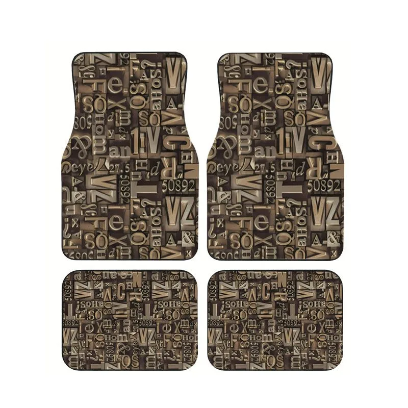 4pcs Antique Letterpress Type Print Car Floor Mats Universal Anti-slip Foot Carpets For Decor
4pcs Antique Letterpress Type Print Car Floor Mats Universal Anti-slip Foot Carpets For Decor