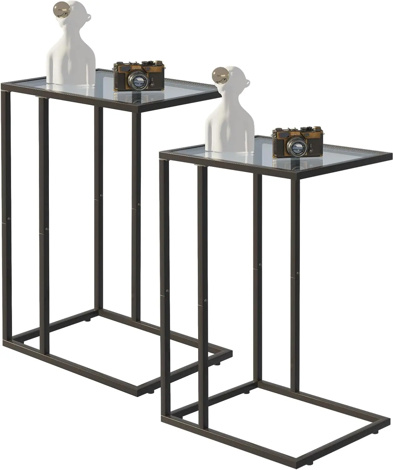 C Shaped End Table Set Of 2, Tempered Glass Sna Side Table With Metal Frame, Sofa Couch Side Table, Modern Style, Black
C Shaped End Table Set Of 2, Tempered Glass Sna Side Table With Metal Frame, Sofa Couch Side Table, Modern Style, Black