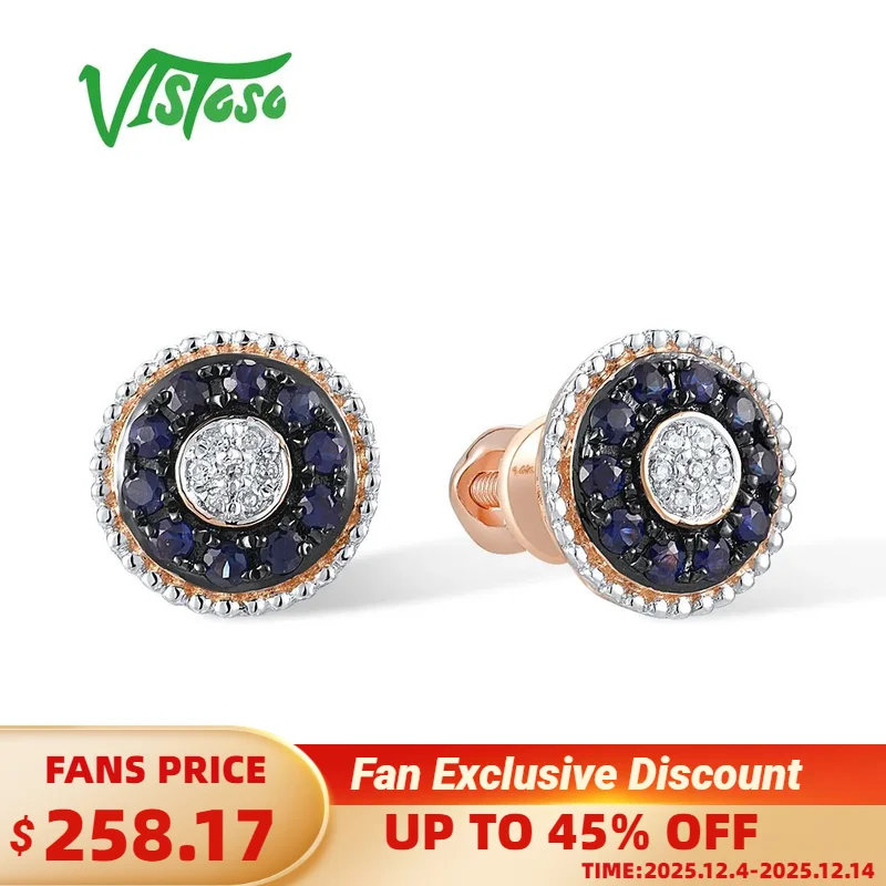 VISTOSO Genuine 14K 585 Rose Gold Screw Earrings For Women Sparkling Round Blue Sapphire Diamonds Daily Ware Trend Fine Jewelry
VISTOSO Genuine 14K 585 Rose Gold Screw Earrings For Women Sparkling Round Blue Sapphire Diamonds Daily Ware Trend Fine Jewelry