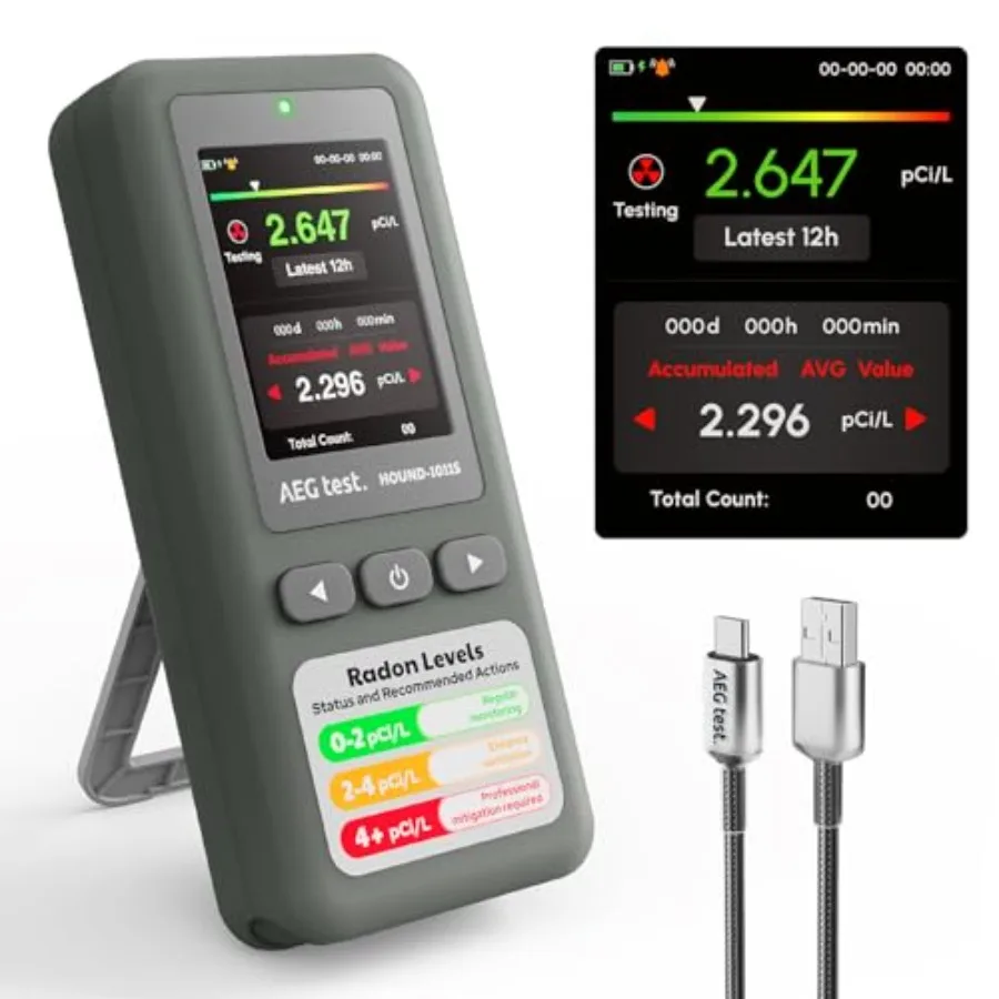 HOUND-1011S Portable Radon Detector High-Accuracy Sensor for Home Lightweight Audible and Visual Alarms Long-Term Monitoring Ea
HOUND-1011S Portable Radon Detector High-Accuracy Sensor for Home Lightweight Audible and Visual Alarms Long-Term Monitoring Ea