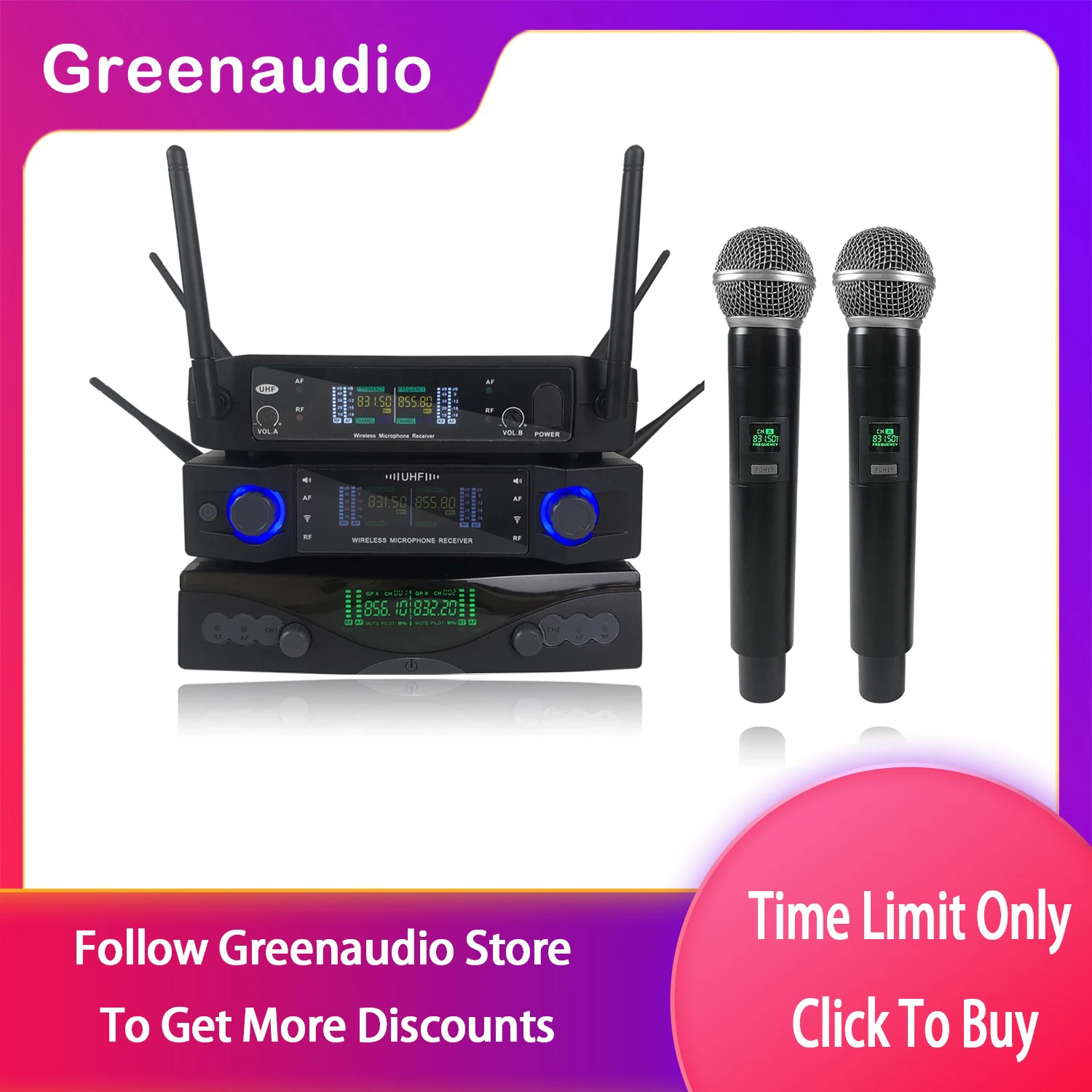 Wireless Microphone Handheld Dual Channels UHF Fixed Frequency Dynamic Mic For Karaoke Wedding Party Band Church Show
Wireless Microphone Handheld Dual Channels UHF Fixed Frequency Dynamic Mic For Karaoke Wedding Party Band Church Show
