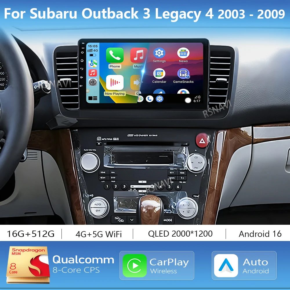 Android 16 Carplay Auto 2K Screen Multimedia Radio Car Player For Subaru Outback 3 Legacy 4 2003-2009 Autoradio Stereo Head Unit
Android 16 Carplay Auto 2K Screen Multimedia Radio Car Player For Subaru Outback 3 Legacy 4 2003-2009 Autoradio Stereo Head Unit