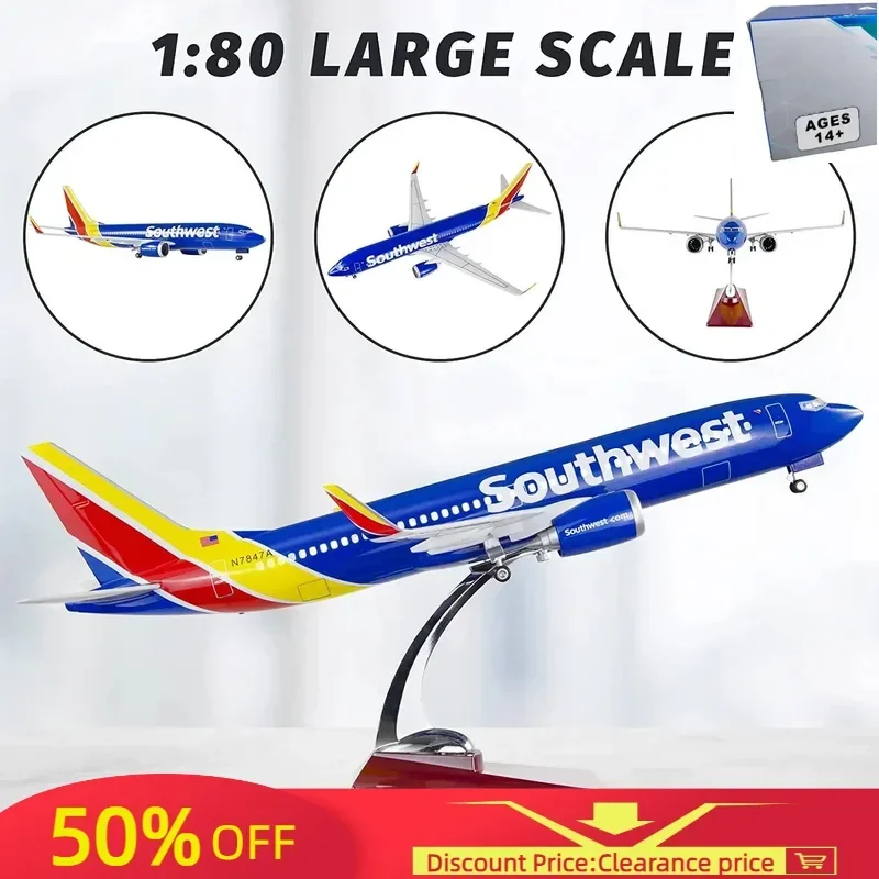 1:80 Scale Large Model Airplane Southwest Airlines Boeing 737 Plane Models Diecast Airplanes with LED Light for Collection
1:80 Scale Large Model Airplane Southwest Airlines Boeing 737 Plane Models Diecast Airplanes with LED Light for Collection