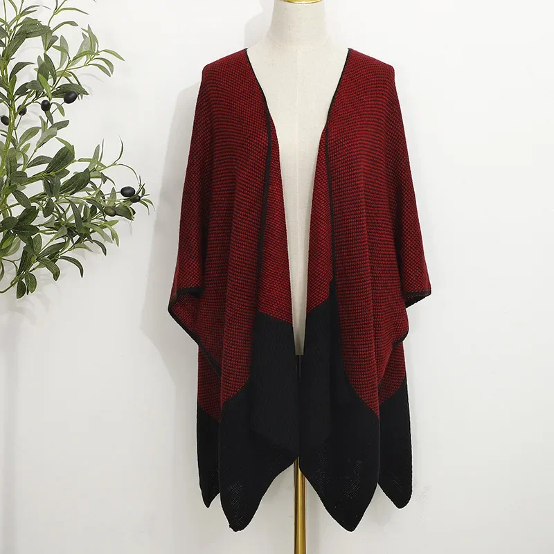 Autumn Winter Spliced Air-conditioned Cardigan Women With Cape Coat Fashion Street Poncho Lady Capes Red Cloaks
Autumn Winter Spliced Air-conditioned Cardigan Women With Cape Coat Fashion Street Poncho Lady Capes Red Cloaks