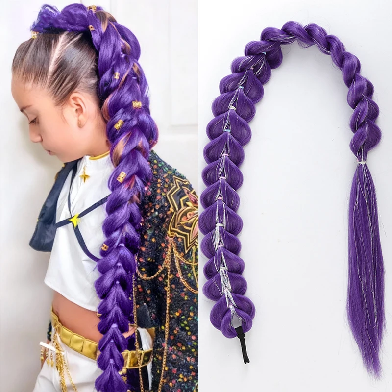 32inch Braided Purple Hair Ponytail with Tinsel Hair Wig Super Extensions Shiny Tinsel Hair for Kids Christmas Cosplay Rumi Hair
32inch Braided Purple Hair Ponytail with Tinsel Hair Wig Super Extensions Shiny Tinsel Hair for Kids Christmas Cosplay Rumi Hair