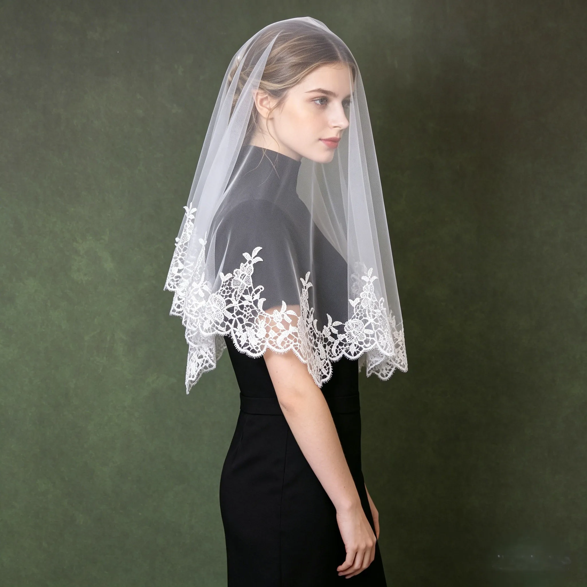 Mantilla Wedding Veil Elbow Length No Comb Elegant White Lace Bridal Head Covering for Church Religious Ceremony G146
Mantilla Wedding Veil Elbow Length No Comb Elegant White Lace Bridal Head Covering for Church Religious Ceremony G146
