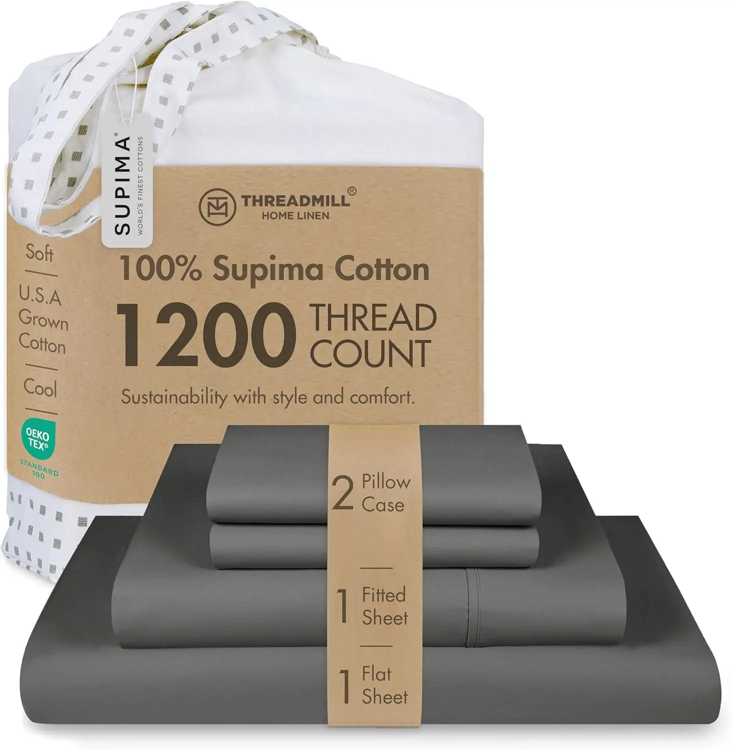 100% Supima Cotton Sheets, Luxury 1200 Thread Count Cotton Sheets for King Size Bed, 4 Pc Dark Grey King Bed Sheet Set, 5-Star H
100% Supima Cotton Sheets, Luxury 1200 Thread Count Cotton Sheets for King Size Bed, 4 Pc Dark Grey King Bed Sheet Set, 5-Star H