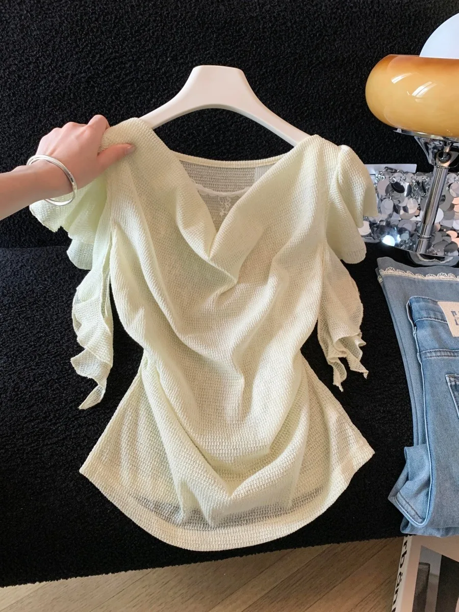 Slimming Short Sleeve T-Shirt Women's Pure Desire Style Pleated Waist Cinched Beautiful Miu Top Trendy Summer Fashion
Slimming Short Sleeve T-Shirt Women's Pure Desire Style Pleated Waist Cinched Beautiful Miu Top Trendy Summer Fashion