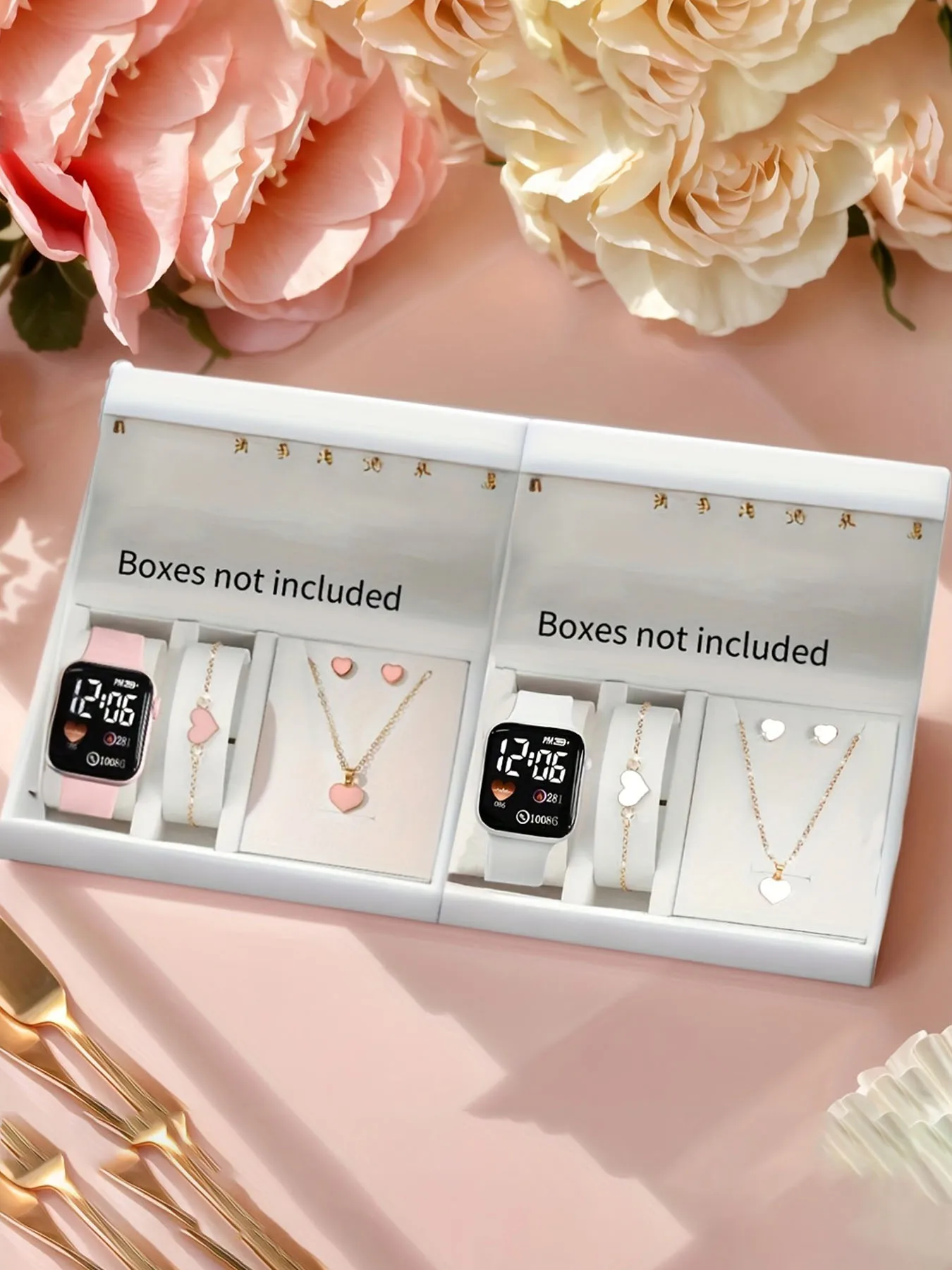 New Love Smart Watch Jewelry Set Women's LED Electronic Watch+Bracelet, Necklace, Earrings Four Piece Set (Box Not Included)
New Love Smart Watch Jewelry Set Women's LED Electronic Watch+Bracelet, Necklace, Earrings Four Piece Set (Box Not Included)