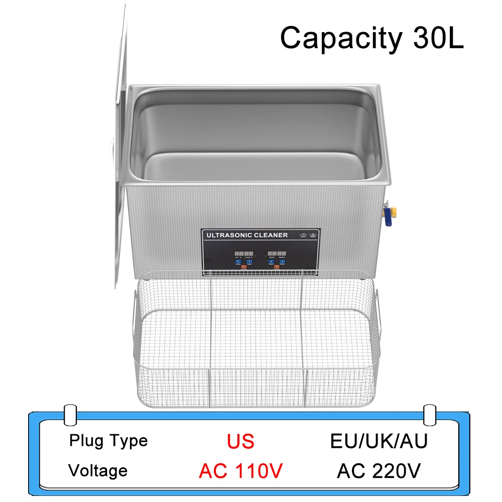Ultrasonic Cleaners 30L Proffesional 600w Ultrasonic Cleaner with Heater Ultrasonic Cleaning Machine for Electronic Carburettor
Ultrasonic Cleaners 30L Proffesional 600w Ultrasonic Cleaner with Heater Ultrasonic Cleaning Machine for Electronic Carburettor