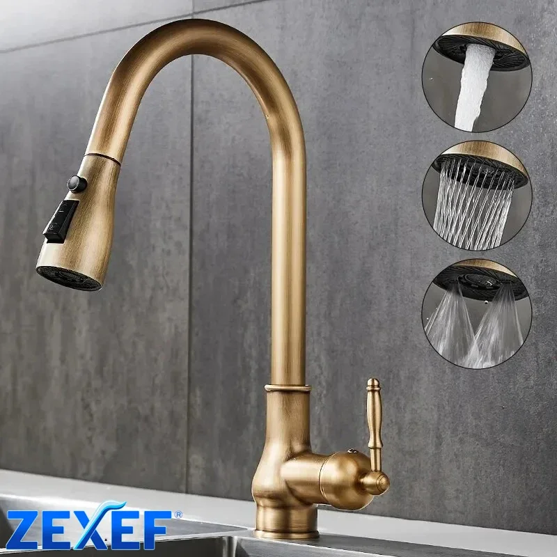ZEXEF Articulated Faucet Kitchen Sink Mixer Tap Only Antique Bronze Pull Out Crane 3 in 1 Water Hot Cold With Sprayer Accessory
ZEXEF Articulated Faucet Kitchen Sink Mixer Tap Only Antique Bronze Pull Out Crane 3 in 1 Water Hot Cold With Sprayer Accessory