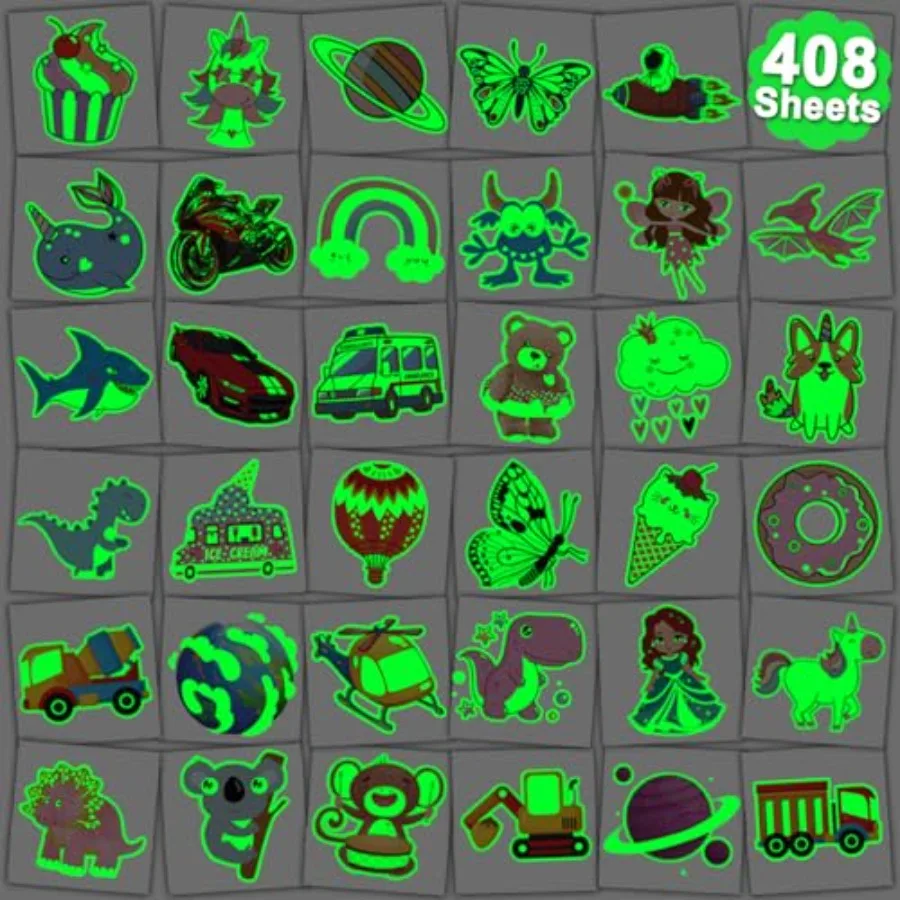 408 PCS Individually Wrapped Luminous Temporary Tattoos for - Glow in The Dark Mixed Tattoos for Birthday Party Favors Goodie B
408 PCS Individually Wrapped Luminous Temporary Tattoos for - Glow in The Dark Mixed Tattoos for Birthday Party Favors Goodie B