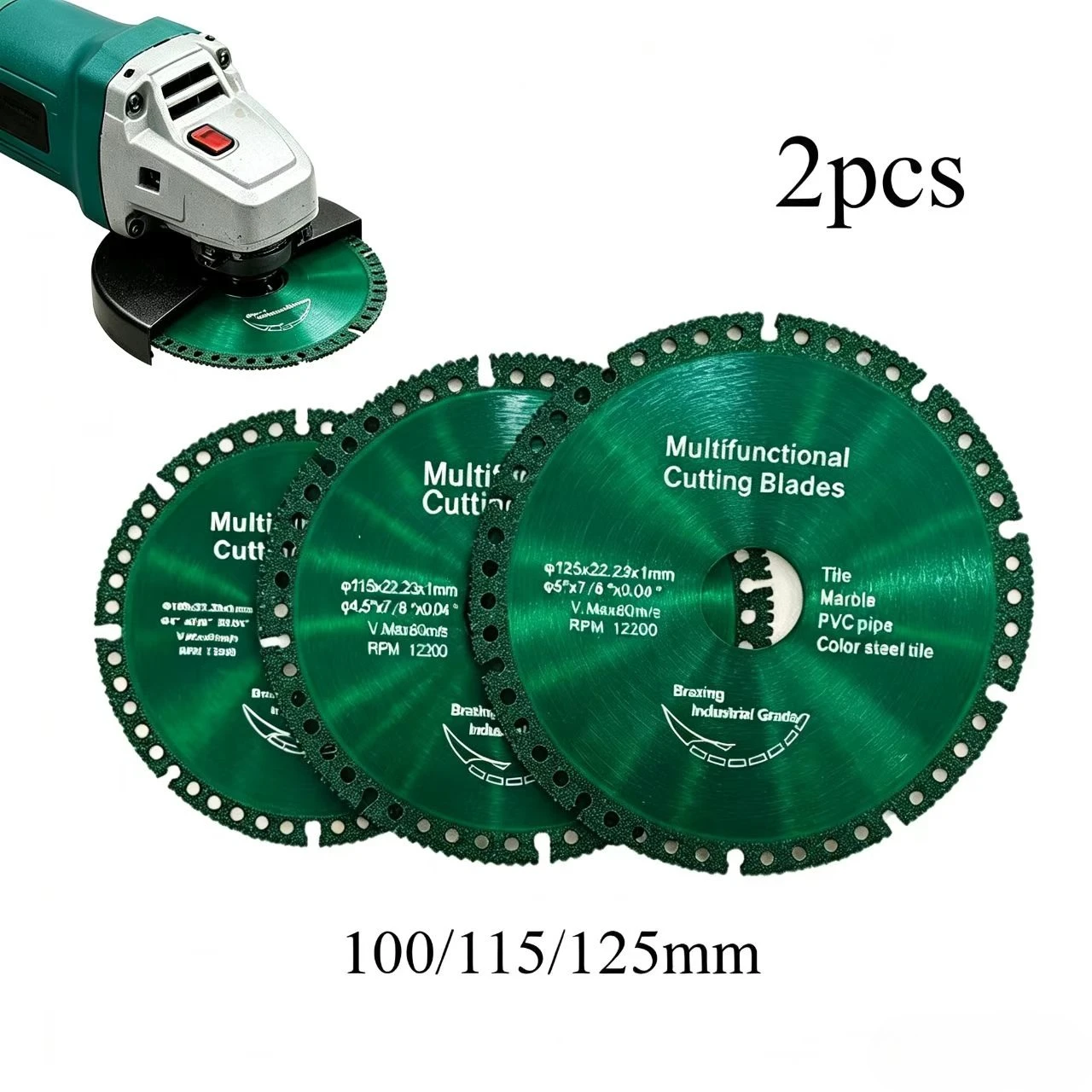 2pcs,100/115/125mm Multi-functional cutting blade for pvc pipe,tiles and marble,color steel tile.
2pcs,100/115/125mm Multi-functional cutting blade for pvc pipe,tiles and marble,color steel tile.