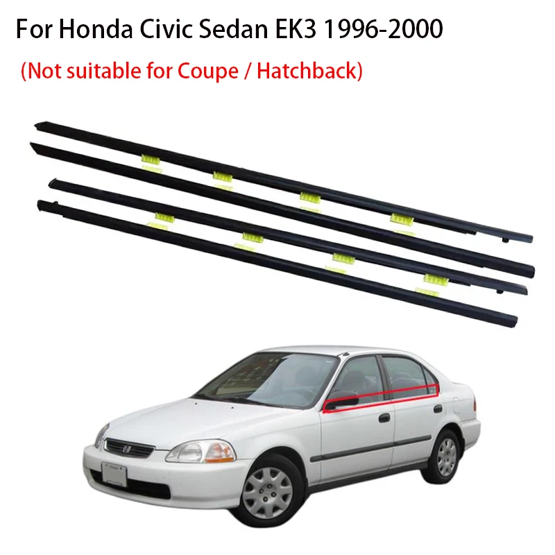 Chrome/Black 4Pcs Window Rubber Trim For Honda Civic Sedan EK3 1996-2000 Weatherstrip Seal Strips Door Molding 72410-S04-003
Chrome/Black 4Pcs Window Rubber Trim For Honda Civic Sedan EK3 1996-2000 Weatherstrip Seal Strips Door Molding 72410-S04-003