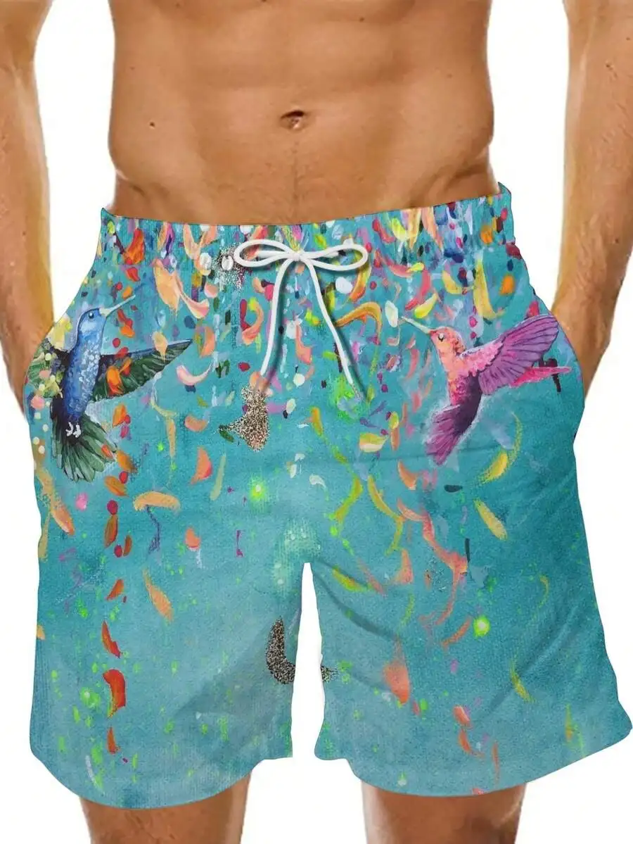Mens Beach Shorts With Hummingbird Art Print Vibrant Gradient Color Casual Summer Swim Trunks
Mens Beach Shorts With Hummingbird Art Print Vibrant Gradient Color Casual Summer Swim Trunks