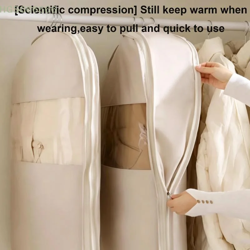 Reusable Compression Hanging Bag Beige 40 Percent Vacuum Seal Transparent Storage for Apparel Closet Organizer System
Reusable Compression Hanging Bag Beige 40 Percent Vacuum Seal Transparent Storage for Apparel Closet Organizer System