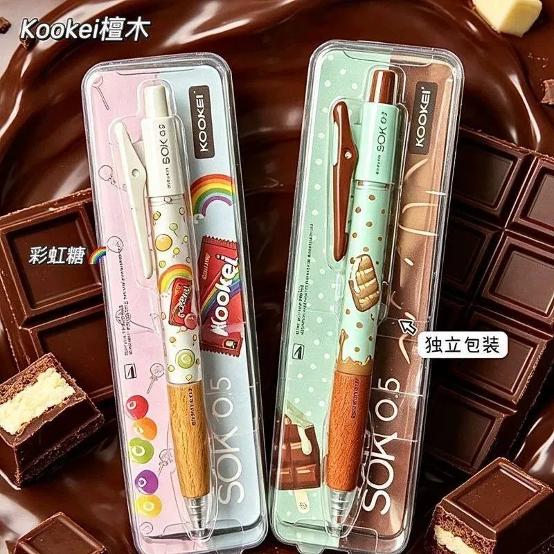 KOOKEI Retractable Gel Ink Pens Natural Wood Grip Cute Ice Cream Rainbow Candy Pattern Signature Pen Kawaii Stationery Student
KOOKEI Retractable Gel Ink Pens Natural Wood Grip Cute Ice Cream Rainbow Candy Pattern Signature Pen Kawaii Stationery Student