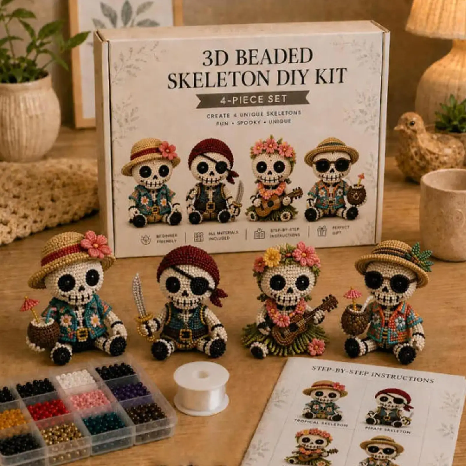 Beaded Halloween Skull Kit 3D Handmade Skull Ornament With Instruction Skeleton Craft Kit For Birthday Party Activity Jewelry
Beaded Halloween Skull Kit 3D Handmade Skull Ornament With Instruction Skeleton Craft Kit For Birthday Party Activity Jewelry