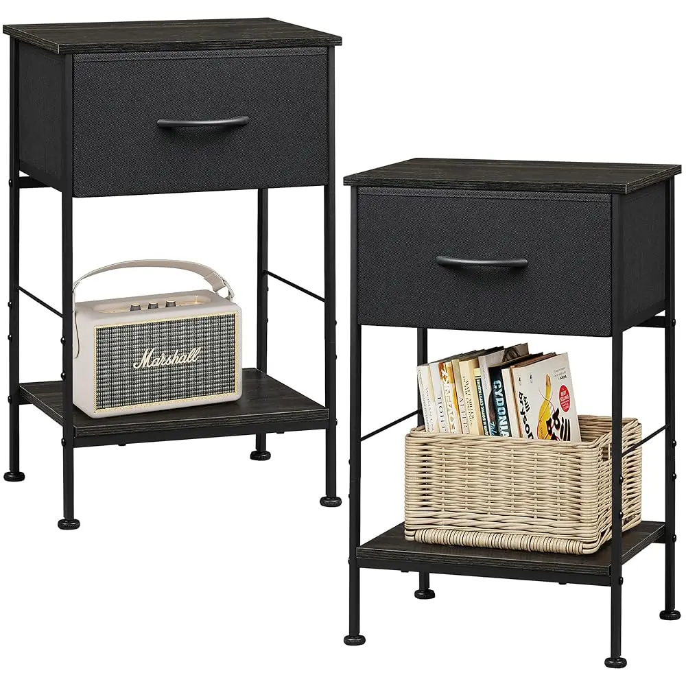 Night Stand Set 2, Bla Nightstand With Fabric Storage Drawer And Open Wood Shelf, Nightstand Set Of 2 With Steel Frame, Side
Night Stand Set 2, Bla Nightstand With Fabric Storage Drawer And Open Wood Shelf, Nightstand Set Of 2 With Steel Frame, Side