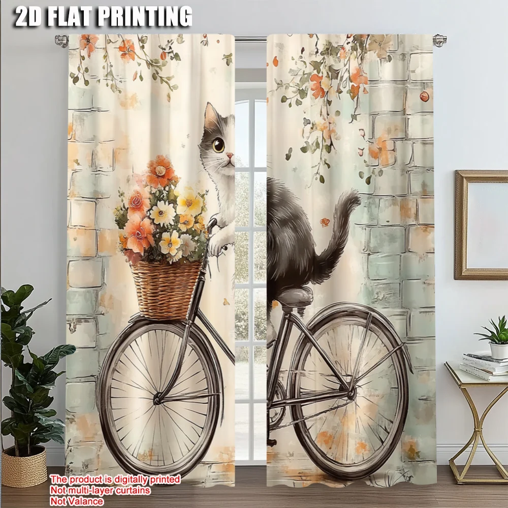 2pcs, Contemporary Curtains 2D print Black Cat Bike Flowers Durable Polyester (without rod) Festive Use for Kitchen Living Room
2pcs, Contemporary Curtains 2D print Black Cat Bike Flowers Durable Polyester (without rod) Festive Use for Kitchen Living Room