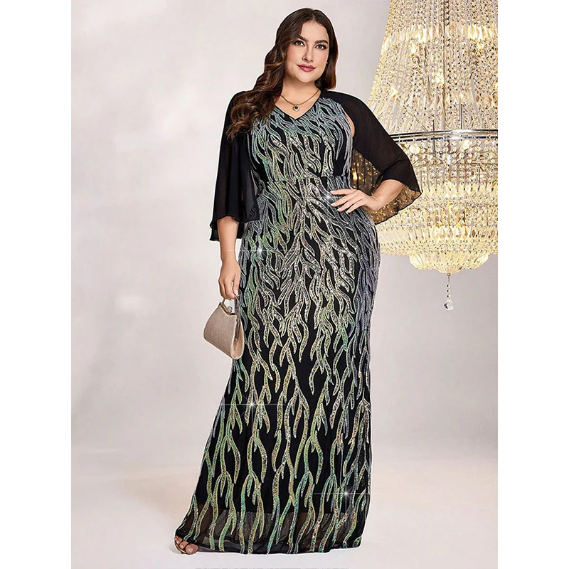 Women 2024 Summer vestido de festa V Neck Sequins Elegant Evening party cocktail Prom Long Maxi dresses 4XL
Women 2024 Summer vestido de festa V Neck Sequins Elegant Evening party cocktail Prom Long Maxi dresses 4XL