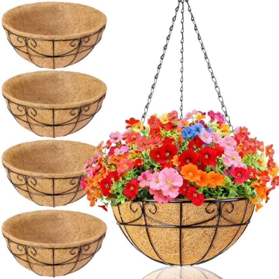Pack Hanging Baskets for Plants Outdoor - Metal Hanging Planters for Outdoor Plants with Coco Liners - Heavy Duty Empty Hanging
Pack Hanging Baskets for Plants Outdoor - Metal Hanging Planters for Outdoor Plants with Coco Liners - Heavy Duty Empty Hanging