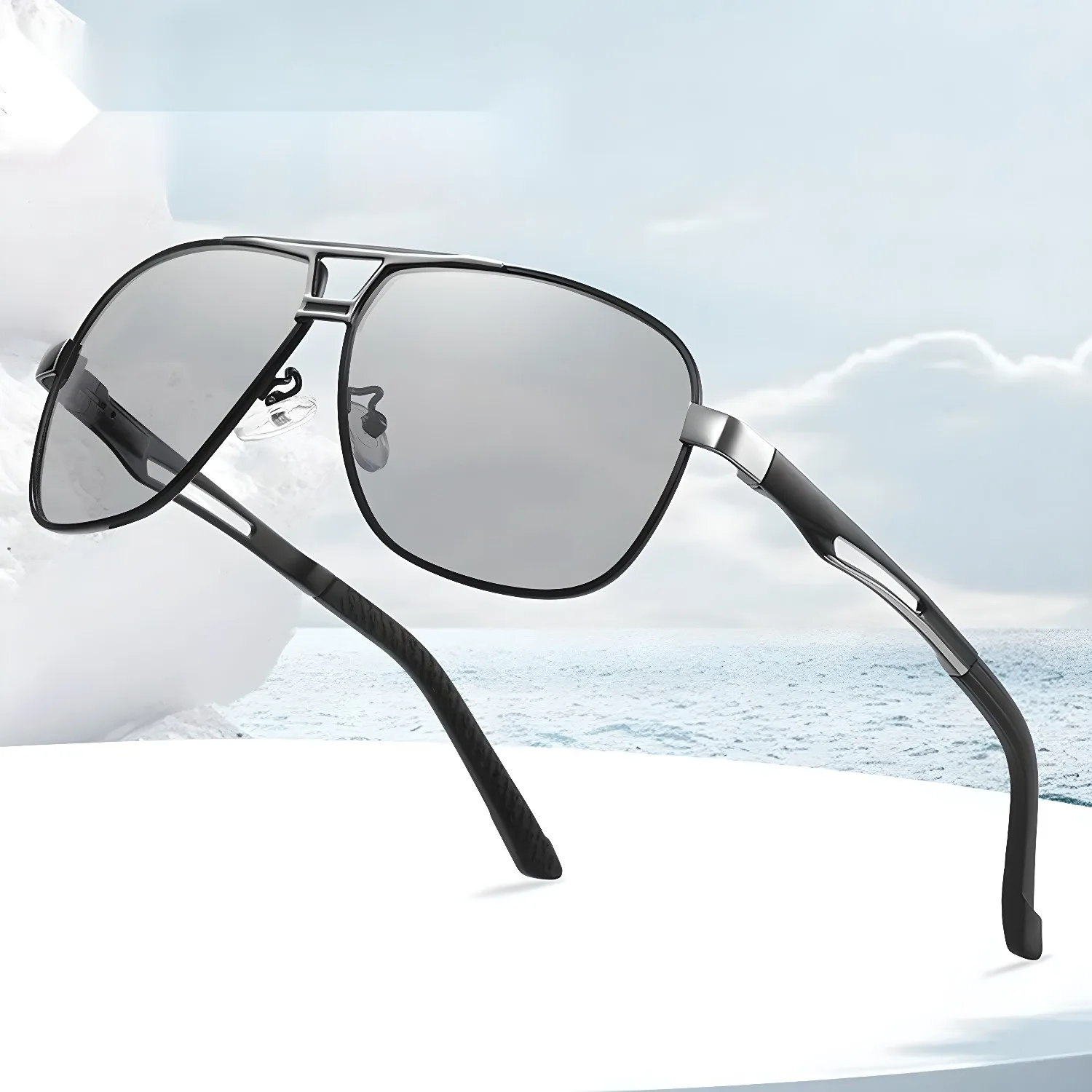 Polarized Photochromic Sunglasses Men Luxury Square Stainless Steel Metal Frame Night Vision Driving Sun Glasses A788
Polarized Photochromic Sunglasses Men Luxury Square Stainless Steel Metal Frame Night Vision Driving Sun Glasses A788